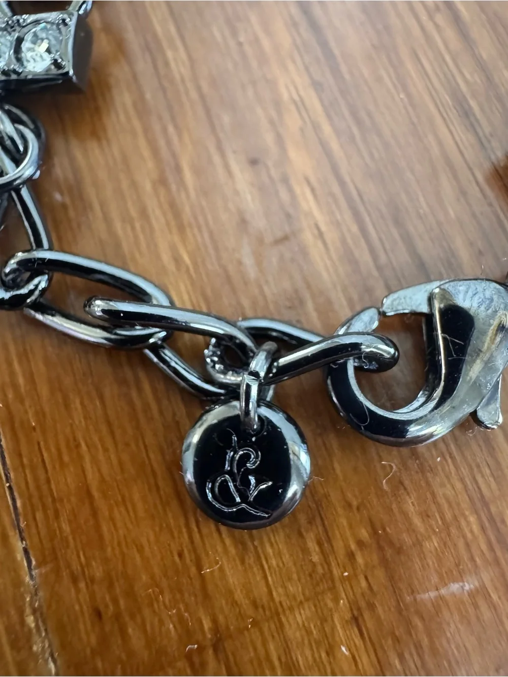 Brighton Gunmetal Bracelet with Clear Crystals